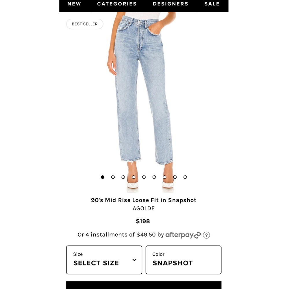 Agolde 90s Jeans in Snapshot (Size 22)